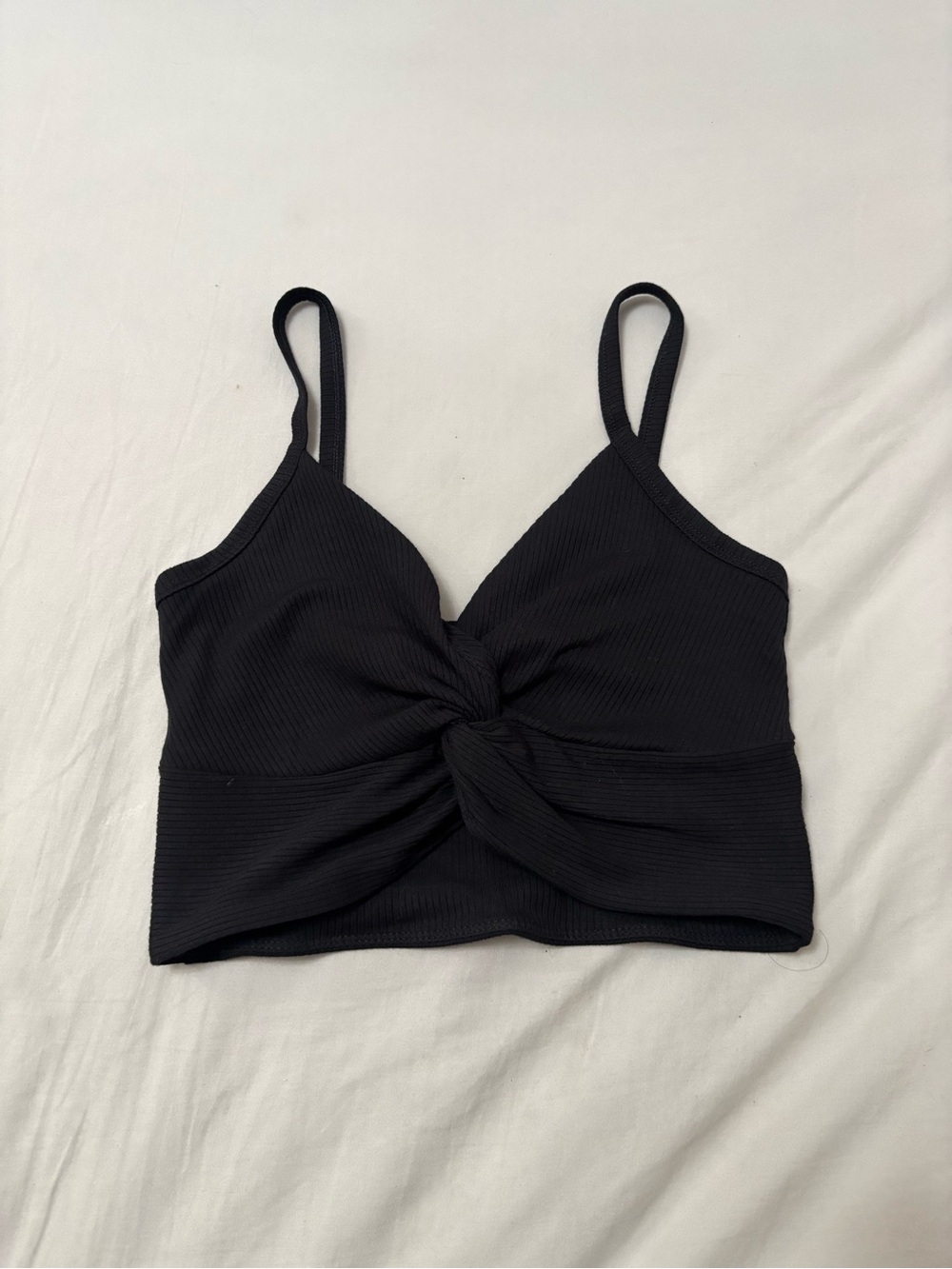 Wilfred Black Ribbed Twist-Front Camisole